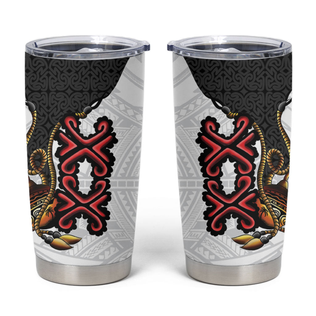 Personalised Papua New Guinea Oro Necklace Tumbler Cup Black Melanesia Traditional Pattern