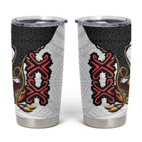 Personalised Papua New Guinea Oro Necklace Tumbler Cup Black Melanesia Traditional Pattern