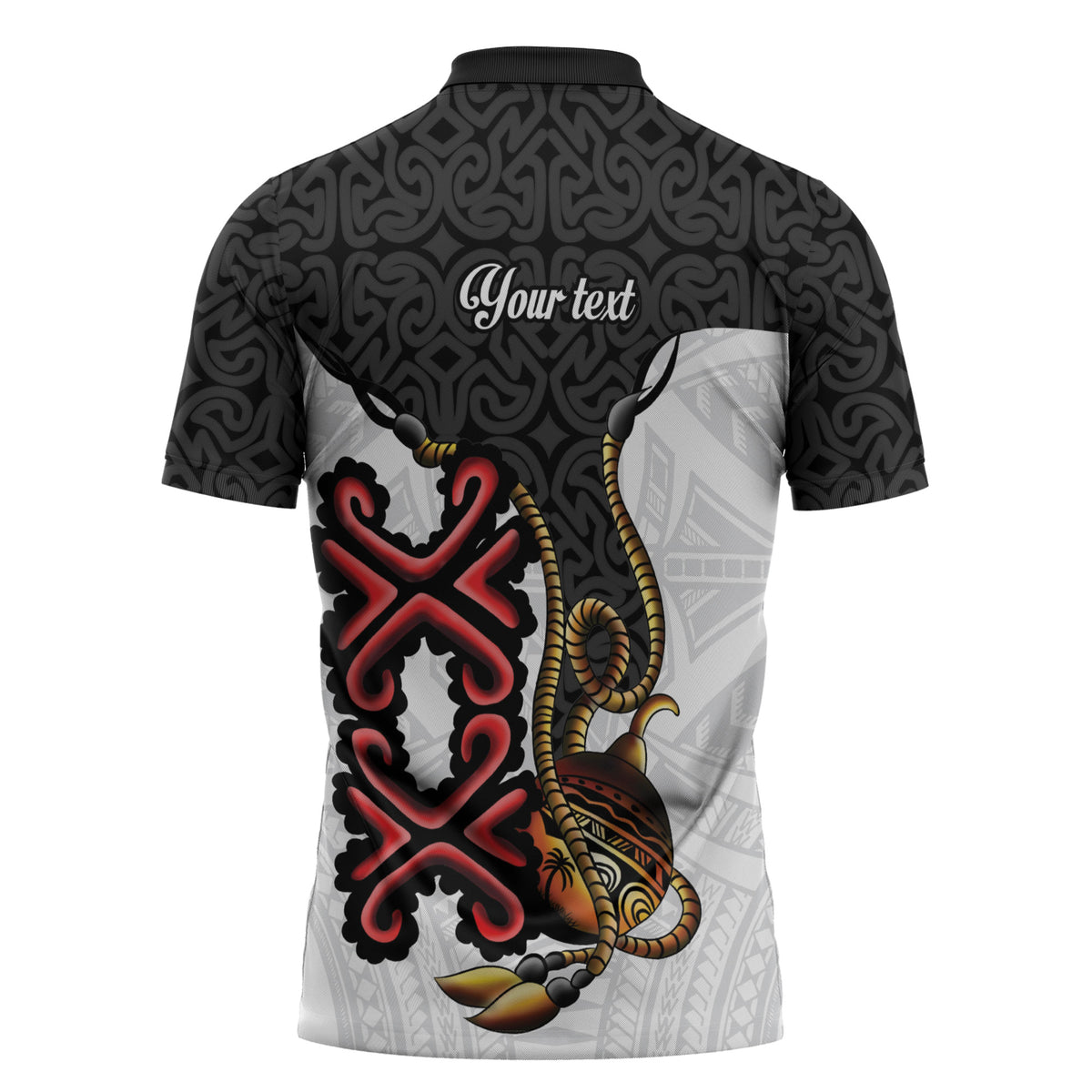 Personalised Papua New Guinea Oro Necklace Zipper Polo Shirt Black Melanesia Traditional Pattern LT9 - Polynesian Pride