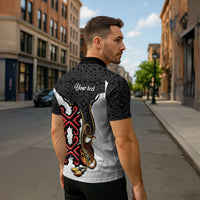 Personalised Papua New Guinea Oro Necklace Zipper Polo Shirt Black Melanesia Traditional Pattern LT9 - Polynesian Pride