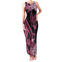 Polynesian Floral Butterfly Family Matching Tank Maxi Dress and Hawaiian Shirt Breast Cancer Pink Ribbon LT9 Mom's Dress Pink - Polynesian Pride