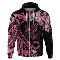 Polynesian Floral Butterfly Hoodie Breast Cancer Pink Ribbon LT9 - Polynesian Pride