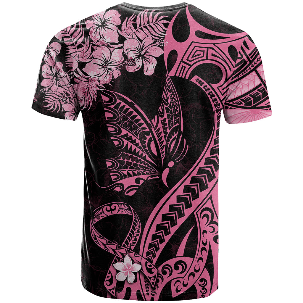 Polynesian Floral Butterfly T Shirt Breast Cancer Pink Ribbon LT9 - Polynesian Pride