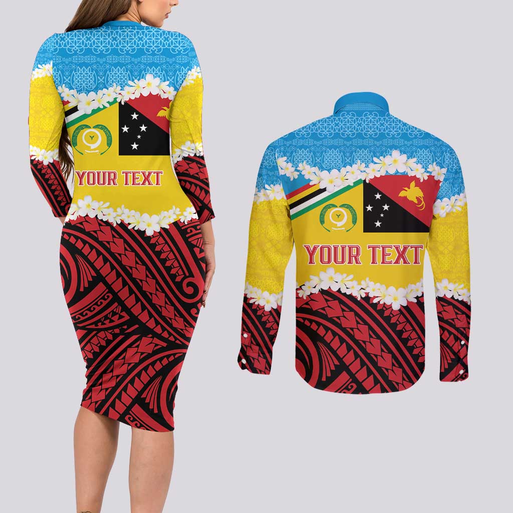 Personalised Torba PNG Forever Couples Matching Long Sleeve Bodycon Dress and Long Sleeve Button Shirt Polynesian Sand Art - Polynesian Pride