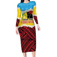 Personalised Torba PNG Forever Family Matching Long Sleeve Bodycon Dress and Hawaiian Shirt Polynesian Sand Art - Polynesian Pride
