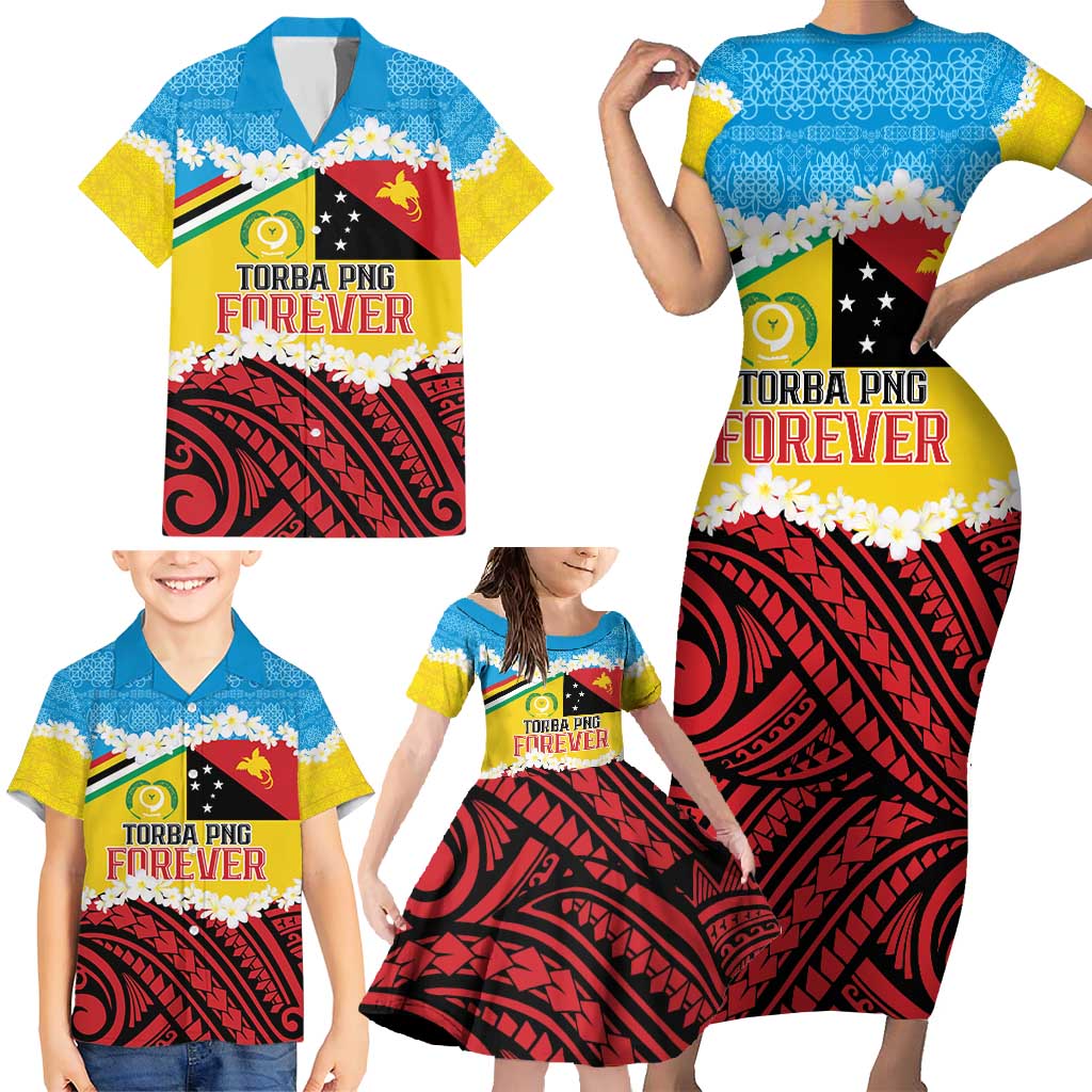 Personalised Torba PNG Forever Family Matching Short Sleeve Bodycon Dress and Hawaiian Shirt Polynesian Sand Art - Polynesian Pride