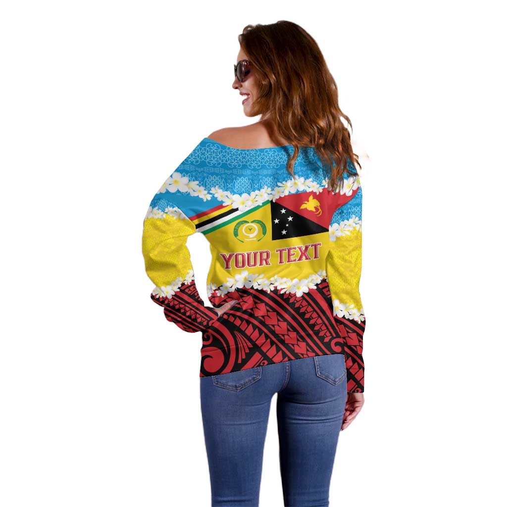 Personalised Torba PNG Forever Off Shoulder Sweater Polynesian Sand Art - Polynesian Pride