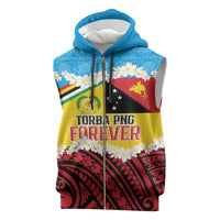 Personalised Torba PNG Forever Sleeveless Zip Hoodie Polynesian Sand Art - Polynesian Pride
