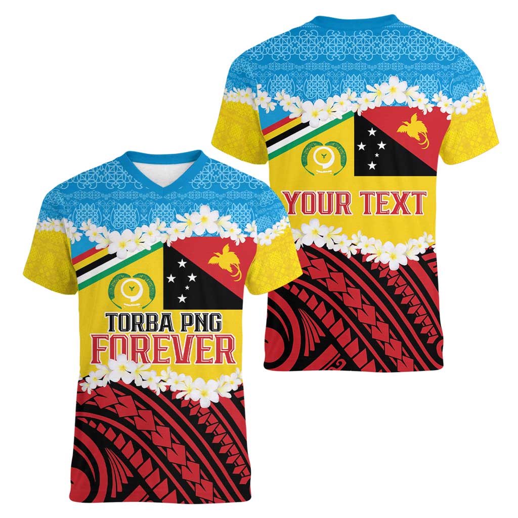 Personalised Torba PNG Forever Women V-Neck T-Shirt Polynesian Sand Art - Polynesian Pride