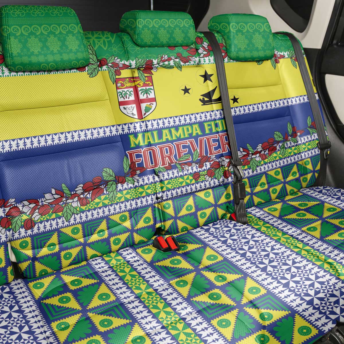 Malampa Fiji Forever Back Car Seat Cover Tagimoucia Polynesian Sand Drawing - Polynesian Pride