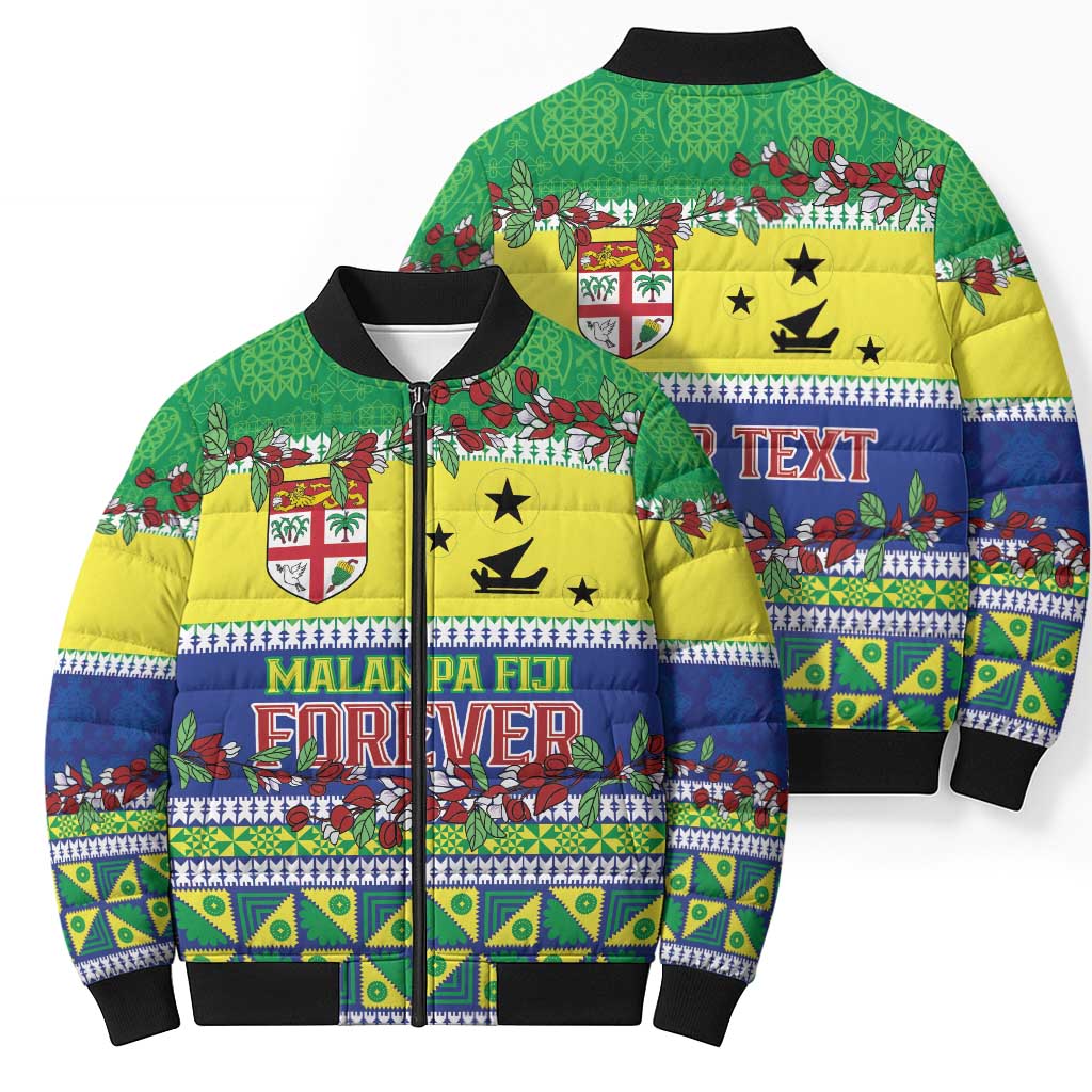 Personalised Malampa Fiji Forever Bomber Puffer Jacket Tagimoucia Polynesian Sand Drawing - Polynesian Pride