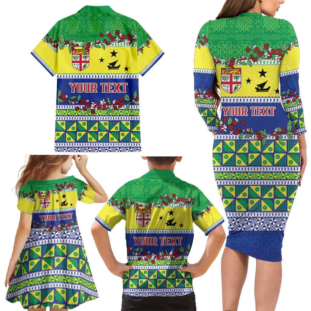 Personalised Malampa Fiji Forever Family Matching Long Sleeve Bodycon Dress and Hawaiian Shirt Tagimoucia Polynesian Sand Drawing - Polynesian Pride