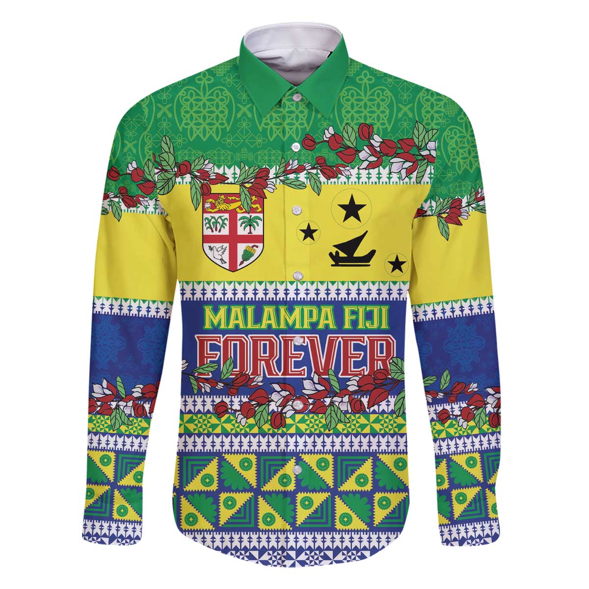 Personalised Malampa Fiji Forever Family Matching Off The Shoulder Long Sleeve Dress and Hawaiian Shirt Tagimoucia Polynesian Sand Drawing - Polynesian Pride