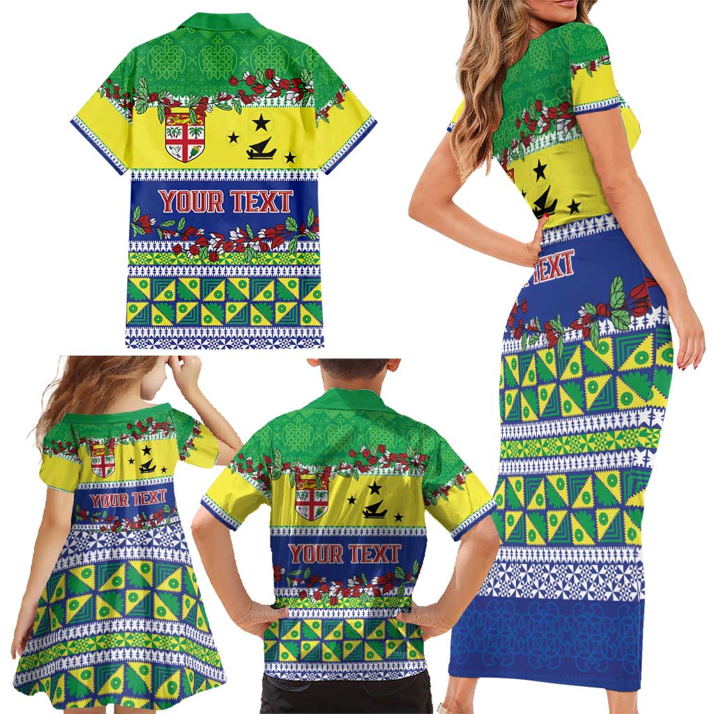 Personalised Malampa Fiji Forever Family Matching Short Sleeve Bodycon Dress and Hawaiian Shirt Tagimoucia Polynesian Sand Drawing - Polynesian Pride