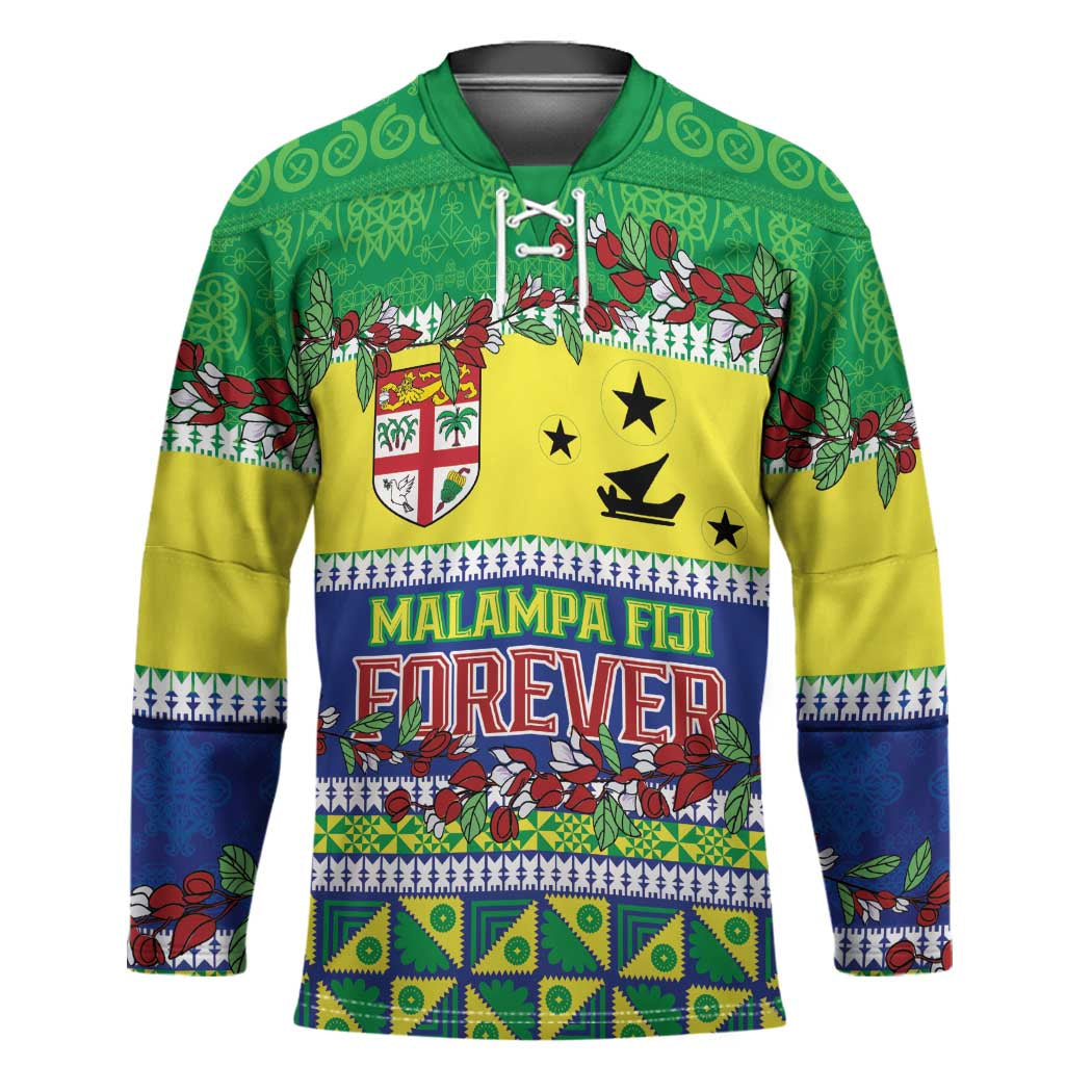 Personalised Malampa Fiji Forever Hockey Jersey Tagimoucia Polynesian Sand Drawing - Polynesian Pride