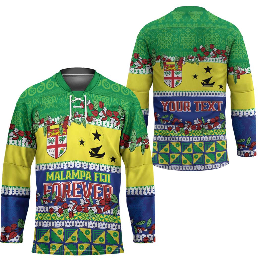 Personalised Malampa Fiji Forever Hockey Jersey Tagimoucia Polynesian Sand Drawing - Polynesian Pride