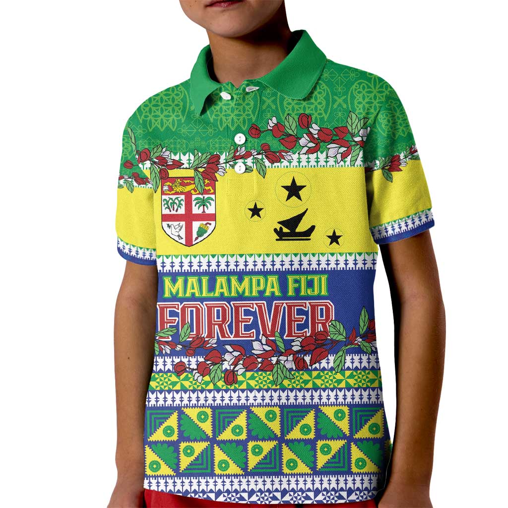 Personalised Malampa Fiji Forever Kid Polo Shirt Tagimoucia Polynesian Sand Drawing - Polynesian Pride
