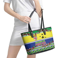 Malampa Fiji Forever Leather Tote Bag Tagimoucia Polynesian Sand Drawing - Polynesian Pride