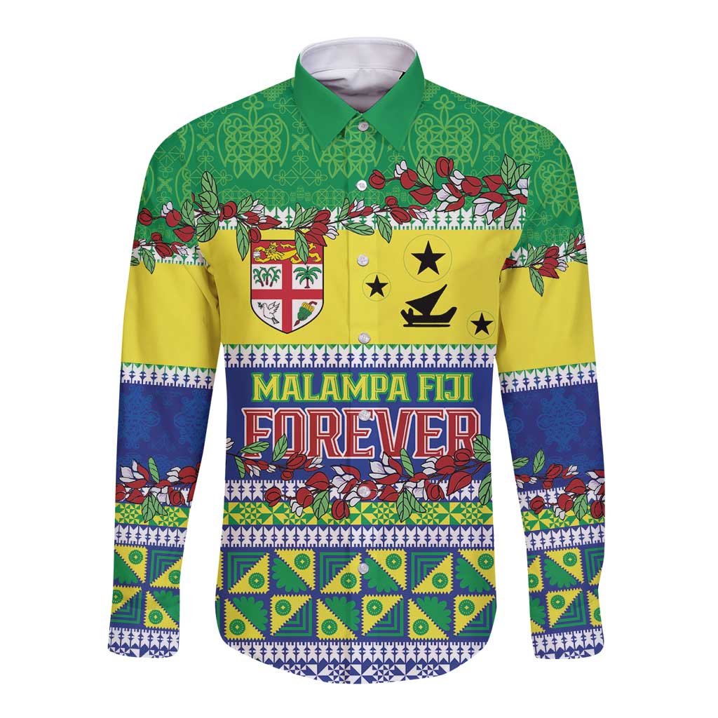 Personalised Malampa Fiji Forever Long Sleeve Button Shirt Tagimoucia Polynesian Sand Drawing - Polynesian Pride