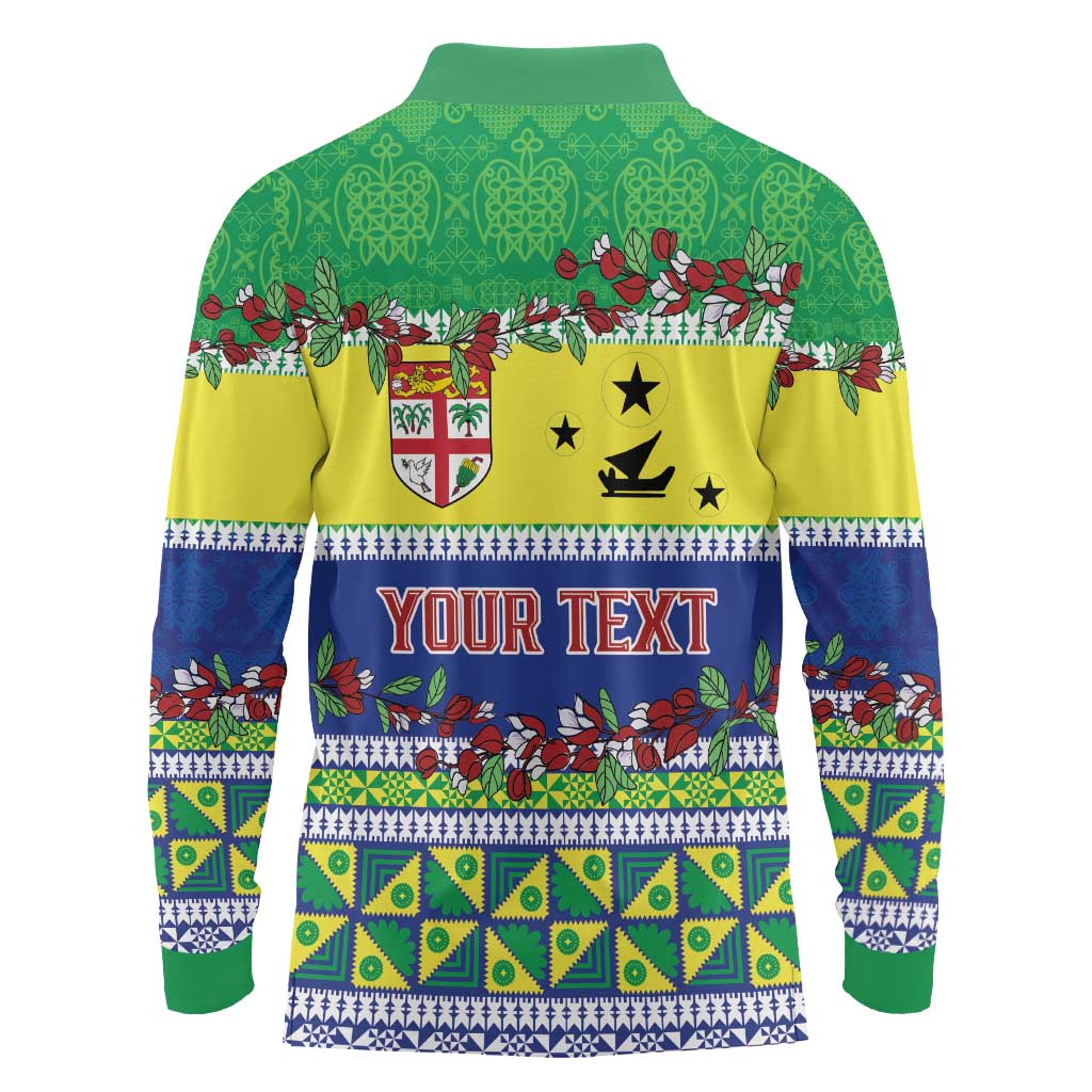 Personalised Malampa Fiji Forever Long Sleeve Polo Shirt Tagimoucia Polynesian Sand Drawing - Polynesian Pride