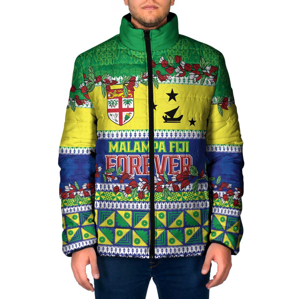 Personalised Malampa Fiji Forever Padded Jacket Tagimoucia Polynesian Sand Drawing - Polynesian Pride