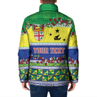 Personalised Malampa Fiji Forever Padded Jacket Tagimoucia Polynesian Sand Drawing - Polynesian Pride