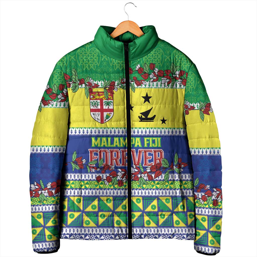 Personalised Malampa Fiji Forever Padded Jacket Tagimoucia Polynesian Sand Drawing - Polynesian Pride