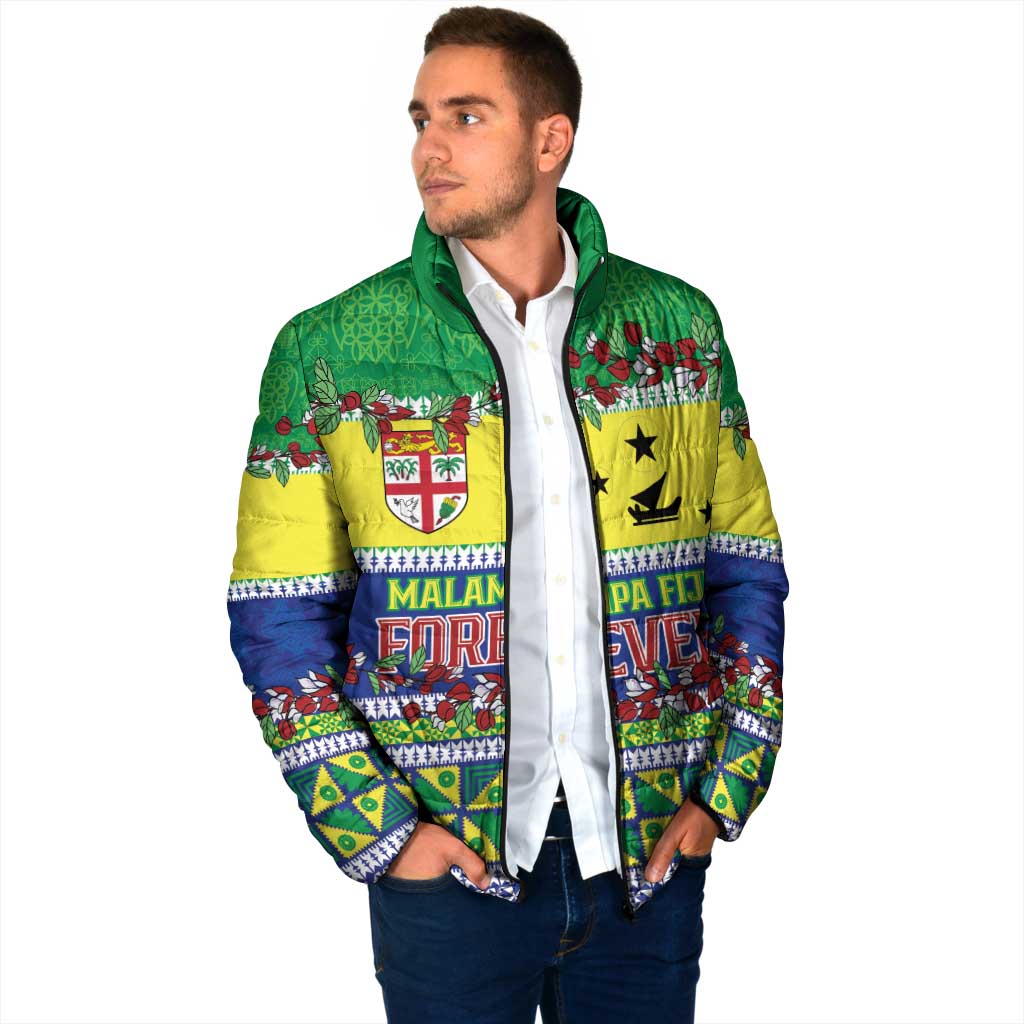 Personalised Malampa Fiji Forever Padded Jacket Tagimoucia Polynesian Sand Drawing - Polynesian Pride