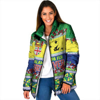 Personalised Malampa Fiji Forever Padded Jacket Tagimoucia Polynesian Sand Drawing - Polynesian Pride