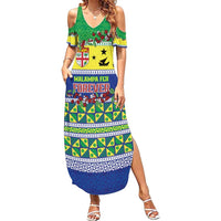 Personalised Malampa Fiji Forever Summer Maxi Dress Tagimoucia Polynesian Sand Drawing - Polynesian Pride