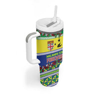Personalised Malampa Fiji Forever Tumbler With Handle Tagimoucia Polynesian Sand Drawing - Polynesian Pride