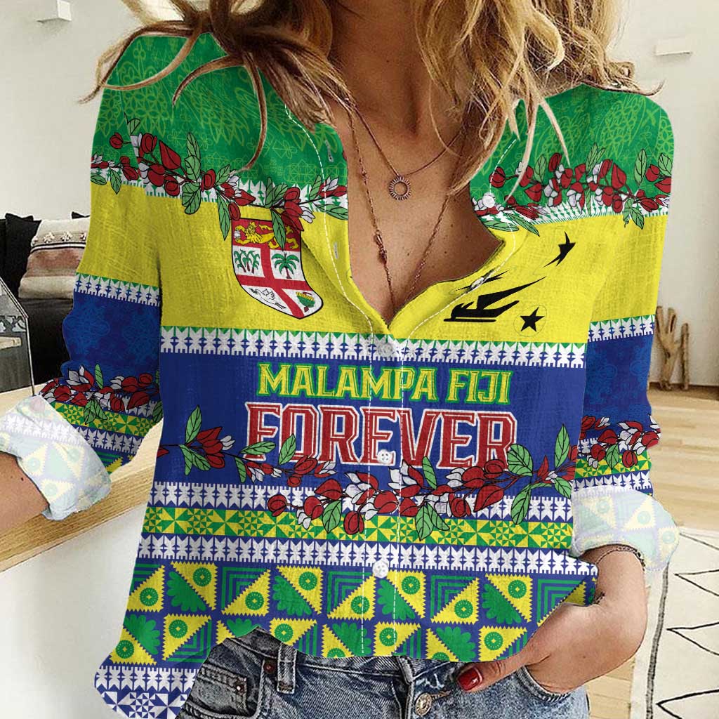 Personalised Malampa Fiji Forever Women Casual Shirt Tagimoucia Polynesian Sand Drawing - Polynesian Pride