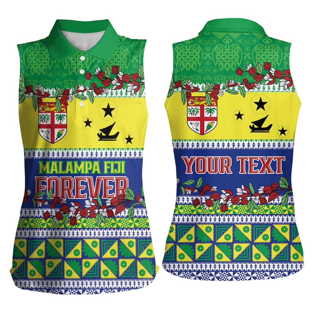 Personalised Malampa Fiji Forever Women Sleeveless Polo Shirt Tagimoucia Polynesian Sand Drawing - Polynesian Pride
