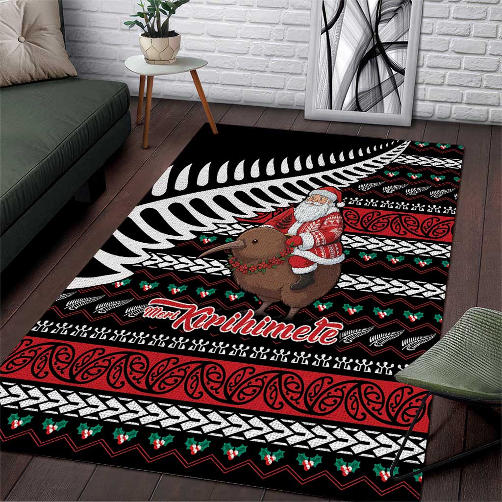 New Zealand Kiwi Santa Christmas Area Rug He Wairua Kirihimete - Polynesian Pride
