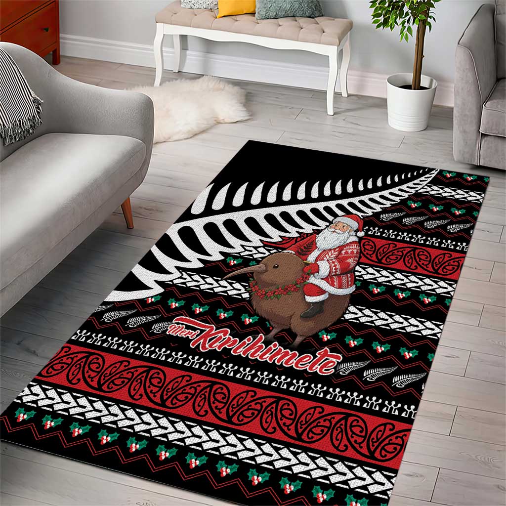 New Zealand Kiwi Santa Christmas Area Rug He Wairua Kirihimete - Polynesian Pride