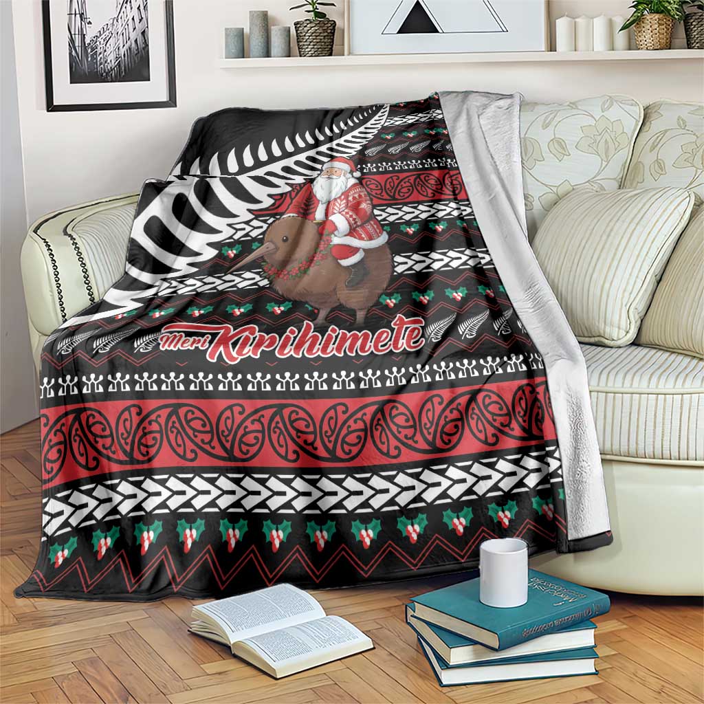 New Zealand Kiwi Santa Christmas Blanket He Wairua Kirihimete - Polynesian Pride