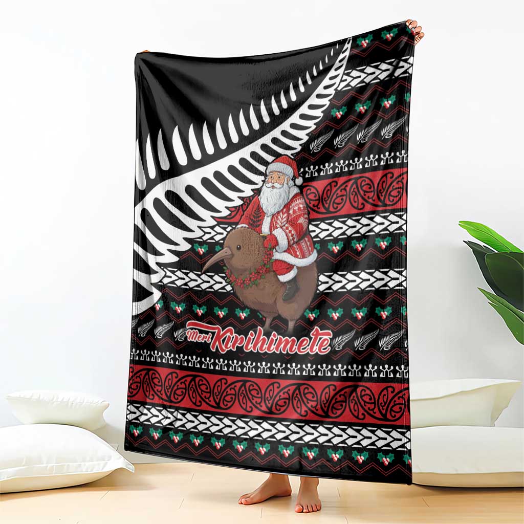 New Zealand Kiwi Santa Christmas Blanket He Wairua Kirihimete - Polynesian Pride