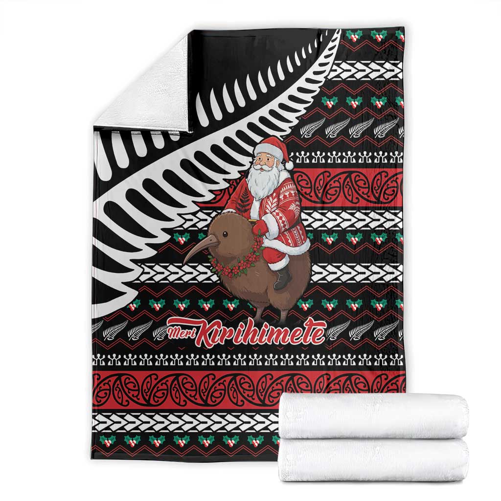 New Zealand Kiwi Santa Christmas Blanket He Wairua Kirihimete - Polynesian Pride