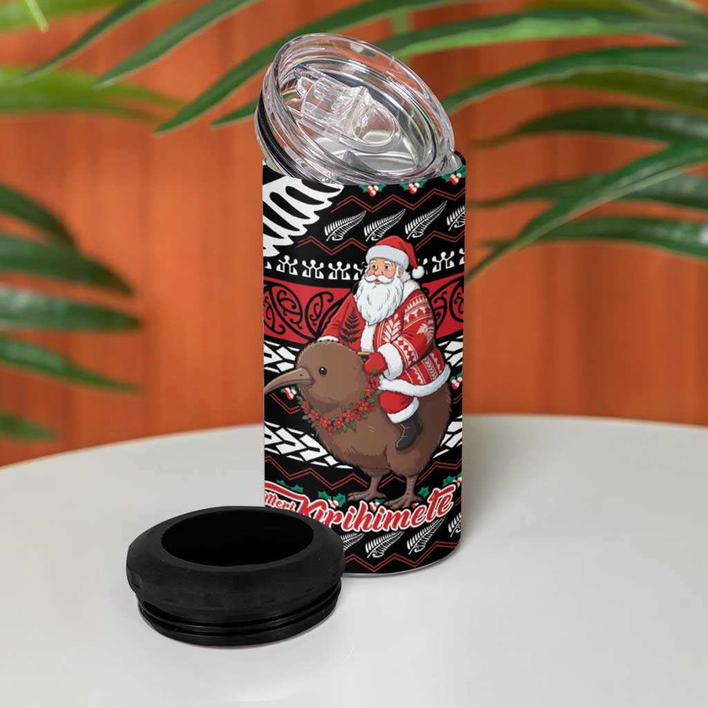 New Zealand Kiwi Santa Christmas 4 in 1 Can Cooler Tumbler He Wairua Kirihimete - Polynesian Pride