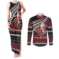 New Zealand Kiwi Santa Christmas Couples Matching Tank Maxi Dress and Long Sleeve Button Shirt He Wairua Kirihimete - Polynesian Pride