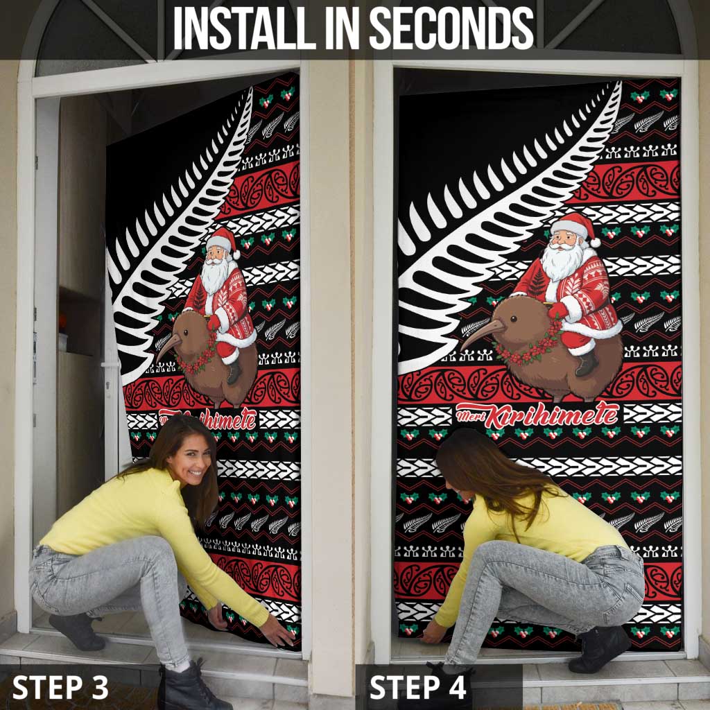 New Zealand Kiwi Santa Christmas Door Cover He Wairua Kirihimete - Polynesian Pride