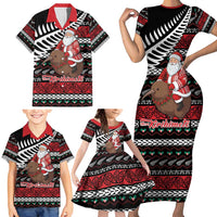 New Zealand Kiwi Santa Christmas Family Matching Short Sleeve Bodycon Dress and Hawaiian Shirt He Wairua Kirihimete - Polynesian Pride