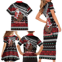 New Zealand Kiwi Santa Christmas Family Matching Short Sleeve Bodycon Dress and Hawaiian Shirt He Wairua Kirihimete - Polynesian Pride