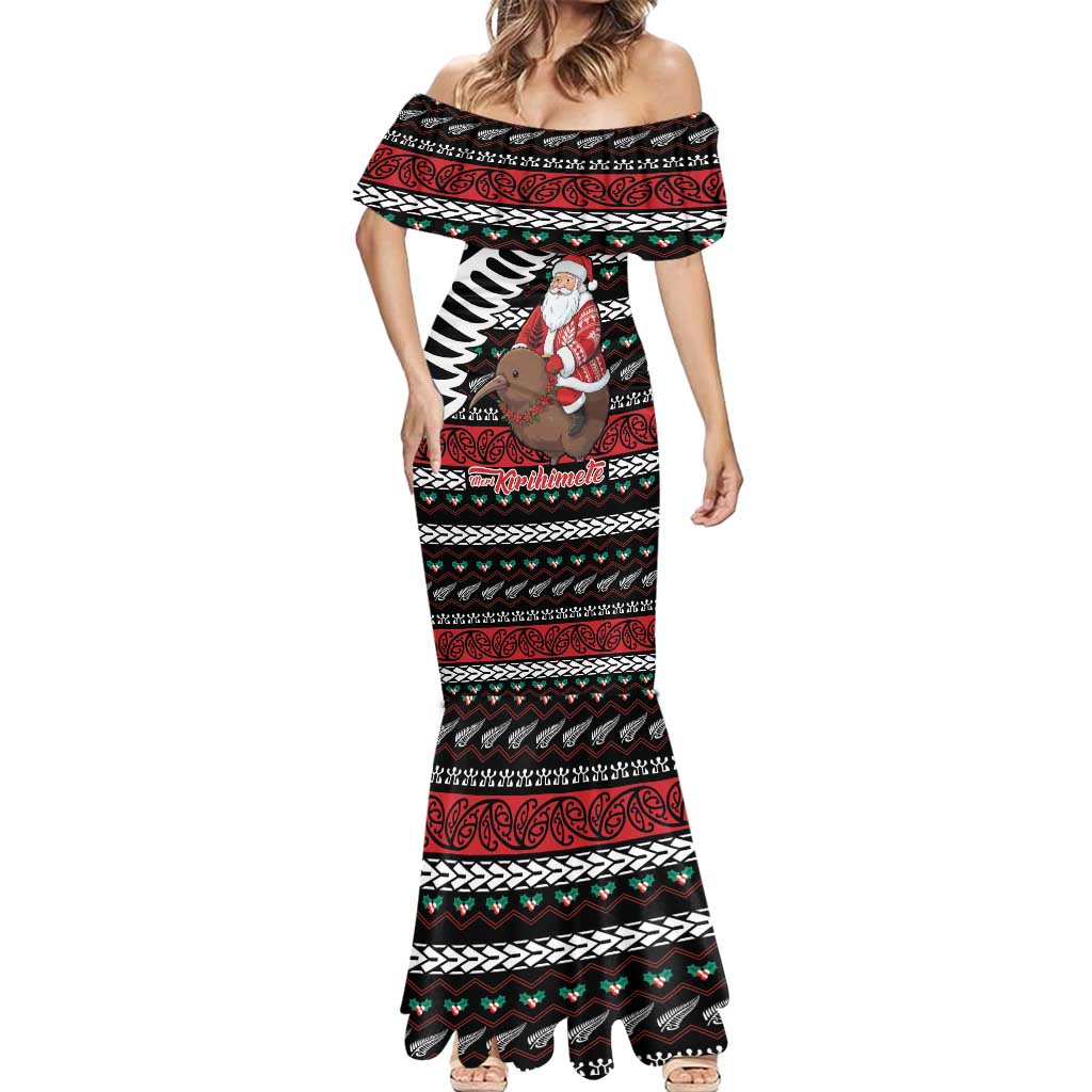New Zealand Kiwi Santa Christmas Mermaid Dress He Wairua Kirihimete - Polynesian Pride