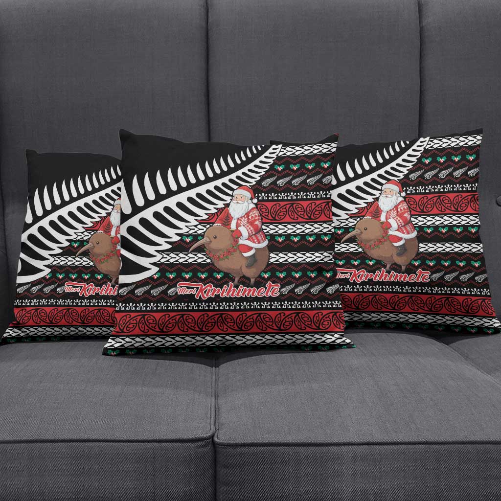 New Zealand Kiwi Santa Christmas Pillow Cover He Wairua Kirihimete - Polynesian Pride