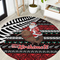New Zealand Kiwi Santa Christmas Round Carpet He Wairua Kirihimete - Polynesian Pride