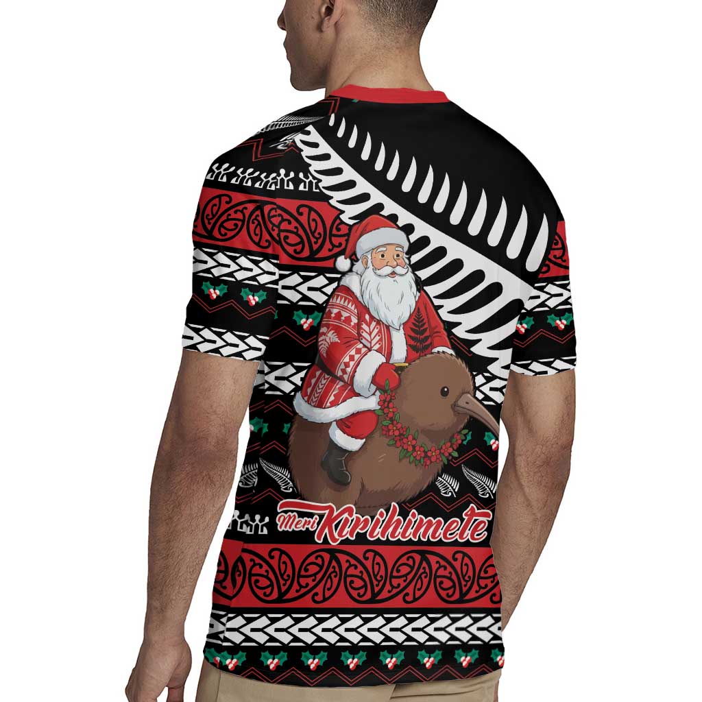 New Zealand Kiwi Santa Christmas Rugby Jersey He Wairua Kirihimete - Polynesian Pride