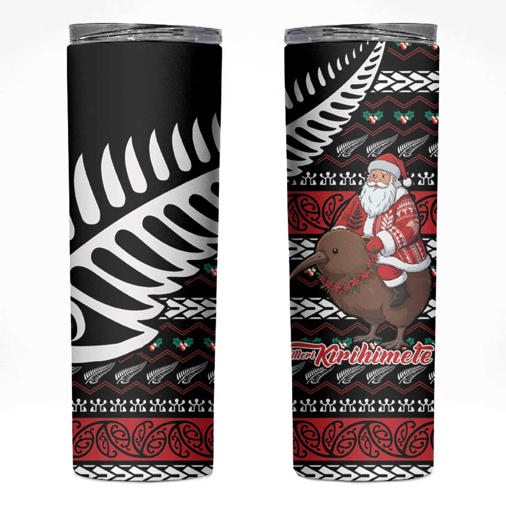 New Zealand Kiwi Santa Christmas Skinny Tumbler He Wairua Kirihimete - Polynesian Pride