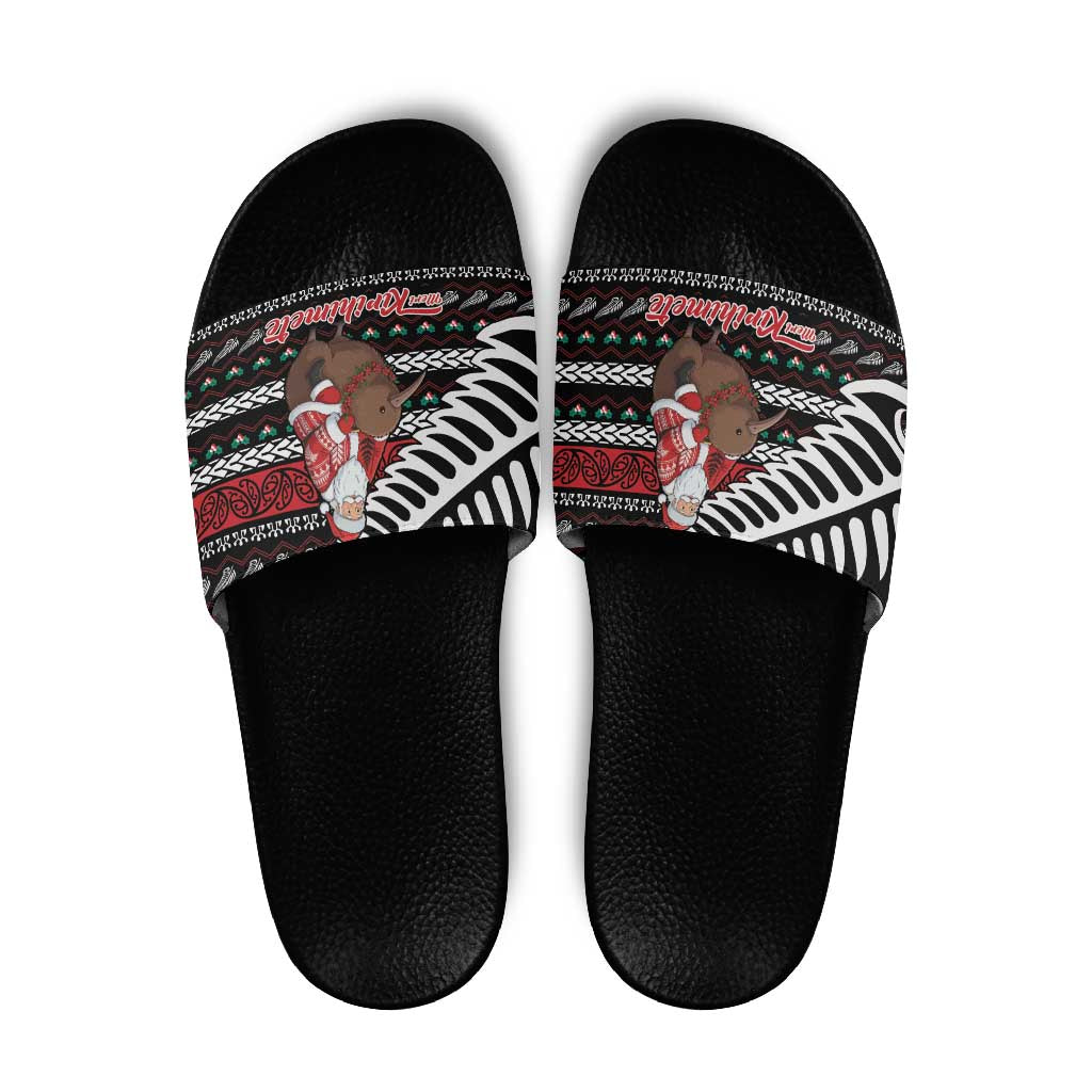 New Zealand Kiwi Santa Christmas Slide Sandals He Wairua Kirihimete - Polynesian Pride