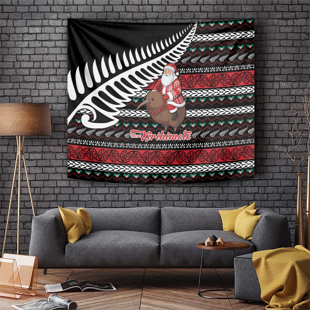 New Zealand Kiwi Santa Christmas Tapestry He Wairua Kirihimete - Polynesian Pride